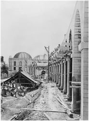 Bau der Viaduktbrücke von Auteuil in der Nähe der Auteuil-Station, Paris, um 1900